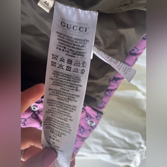 Gucci $2600 GG Logo Jacquard Cotton Canvas Down Multicolor Colorblock Vest 46 - Picture 14 of 14